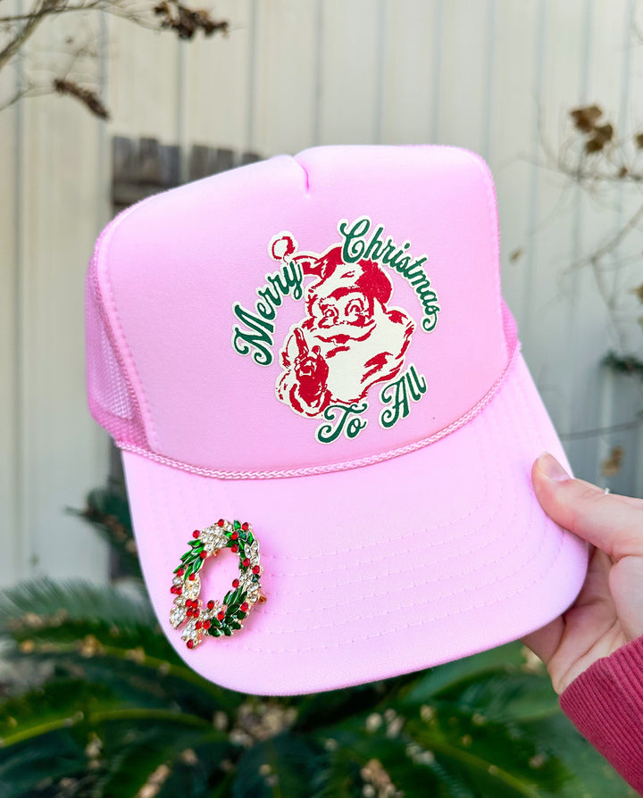 Vintage Santa Light Pink Trucker Hat