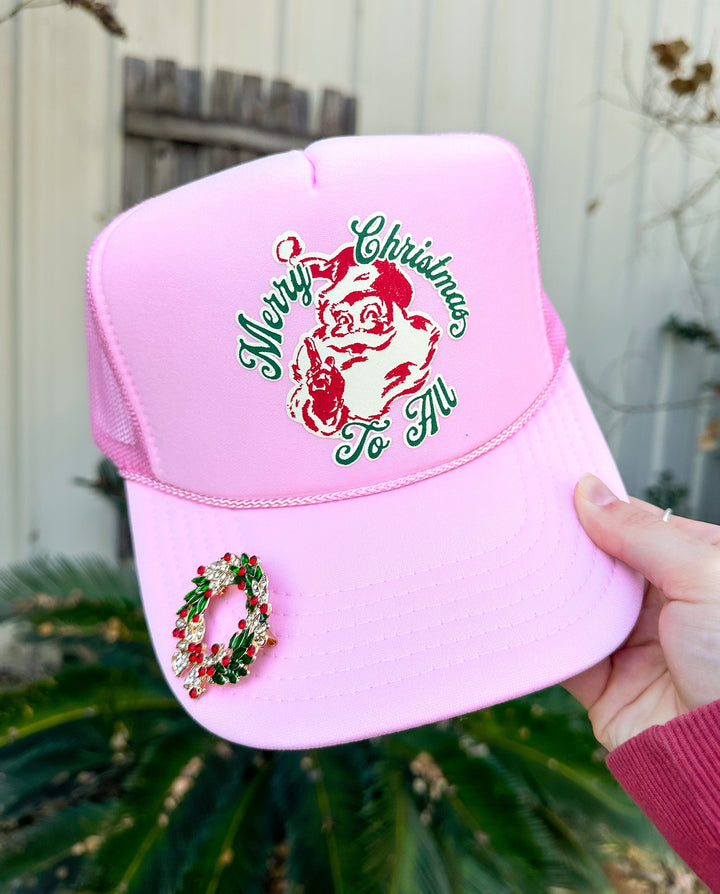 Vintage Santa Light Pink Trucker Hat