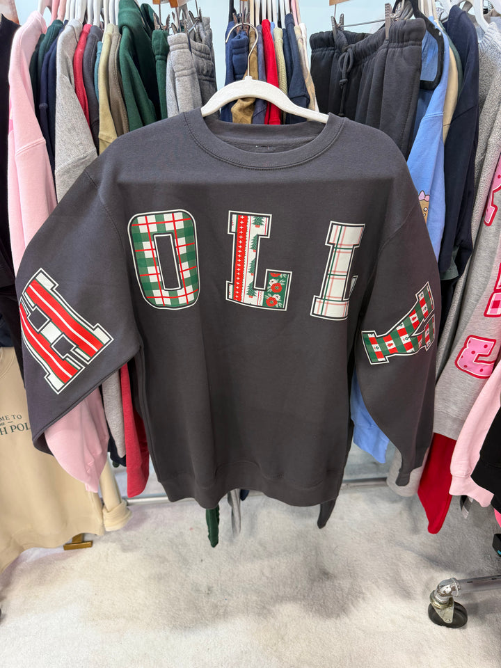 Holly Jolly Patch Charcoal Sweatshirt