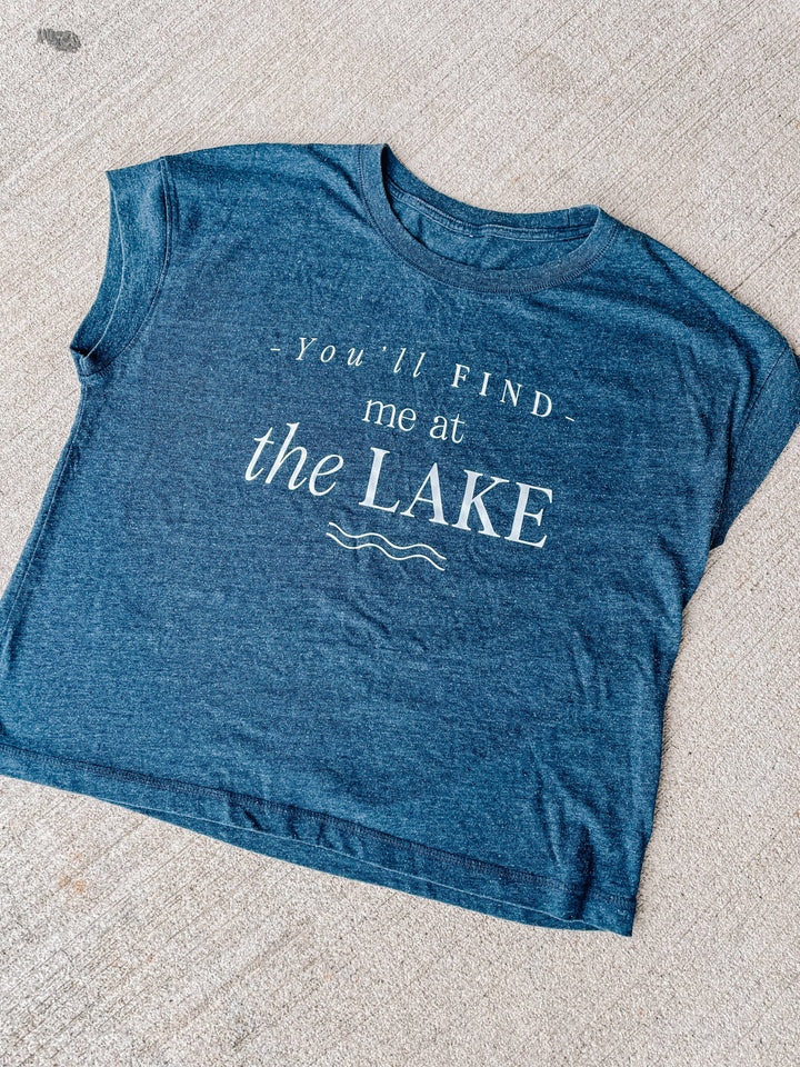 Find Me At The Lake Acid Wash Boxy Tee
