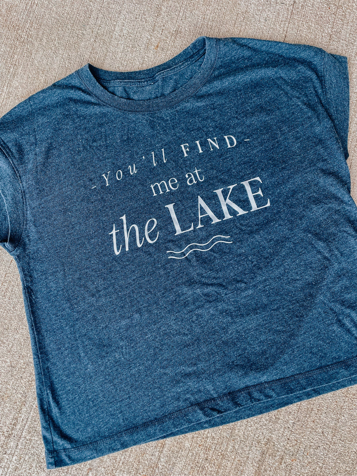 Find Me At The Lake Acid Wash Boxy Tee