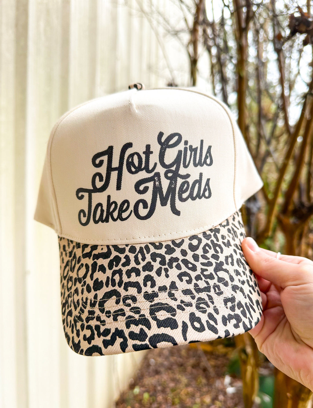 Hot Girls Take Meds Leopard Canvas Trucker Hat