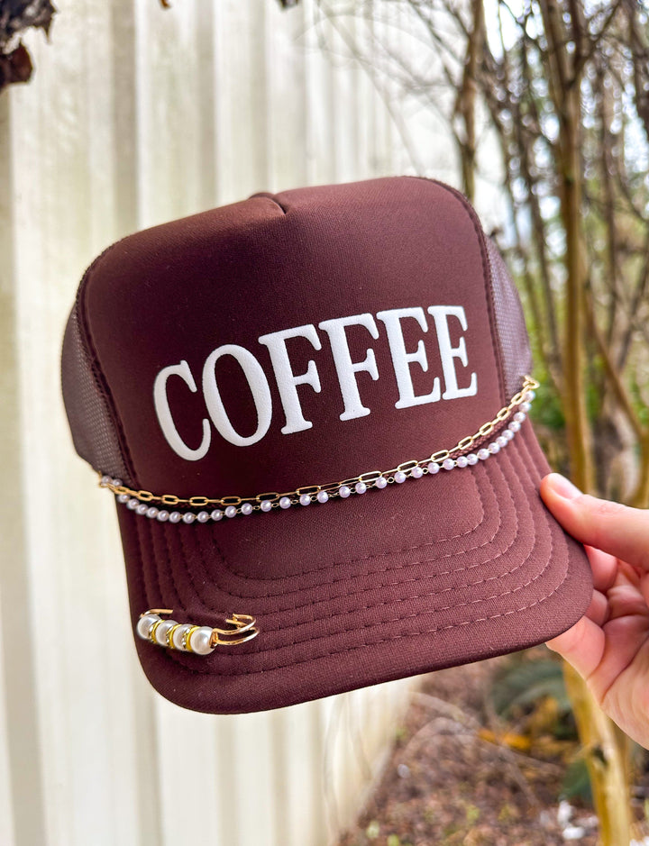 COFFEE Dark Brown Foam Trucker Hat