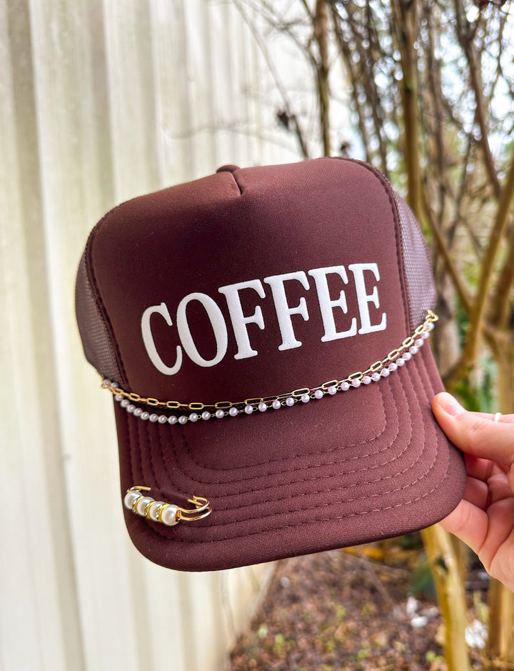 COFFEE Dark Brown Foam Trucker Hat