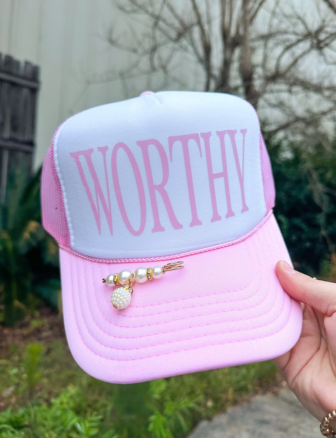 WORTHY White/ Light Pink Trucker