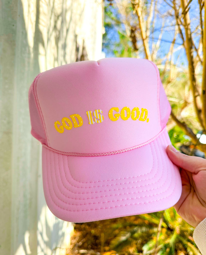 God is Good Light Pink Trucker Hat