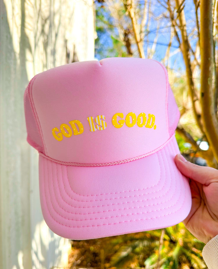 God is Good Light Pink Trucker Hat