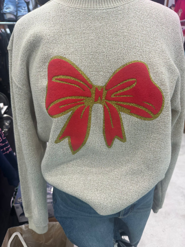 Christmas Bows Knit Sweatshirt