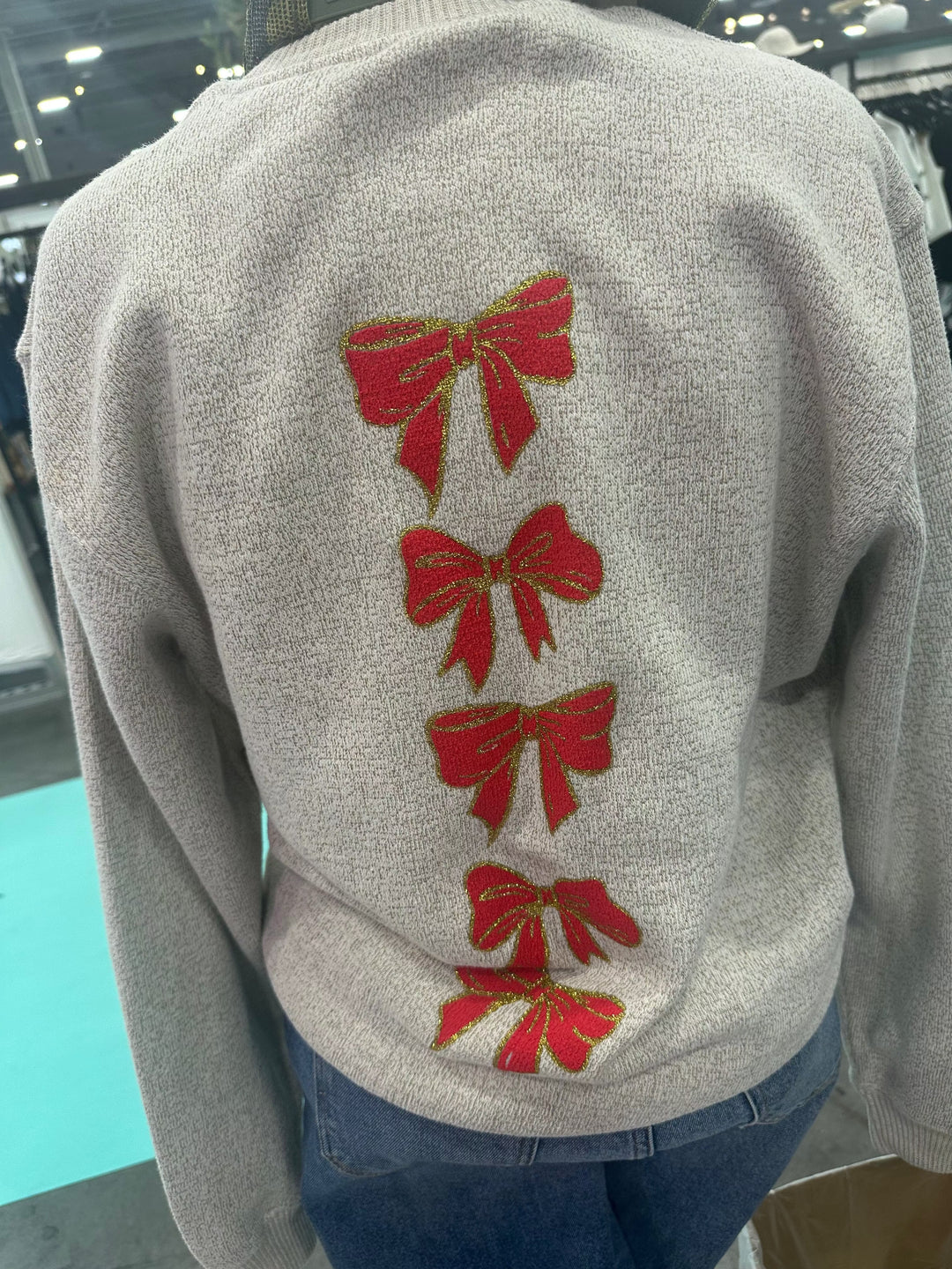 Christmas Bows Knit Sweatshirt