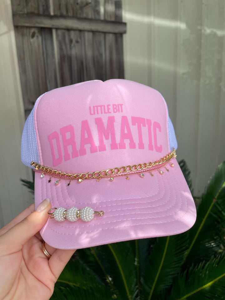 Little Bit Dramatic Light Pink & White Trucker