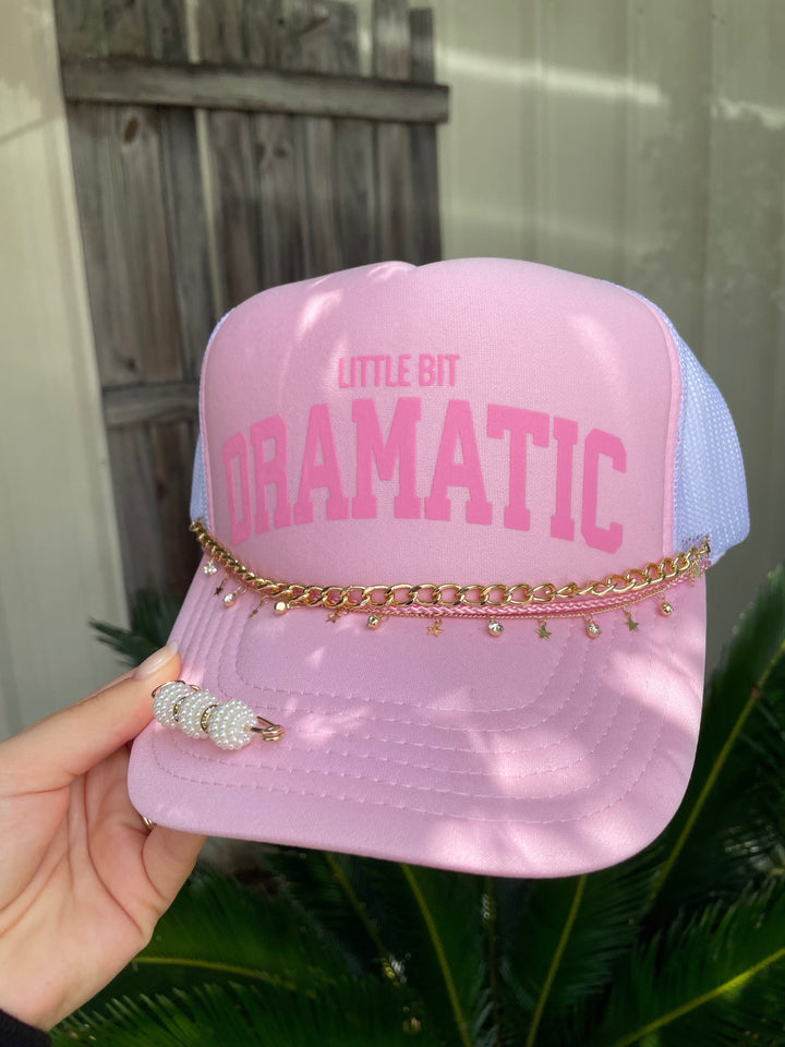 Little Bit Dramatic Light Pink & White Trucker