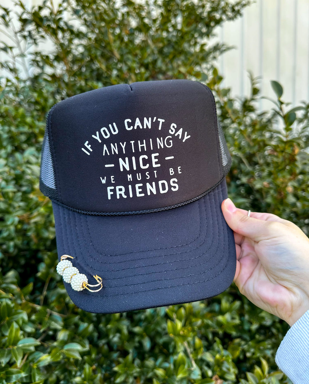 We Must Be Friends Black Trucker Hat