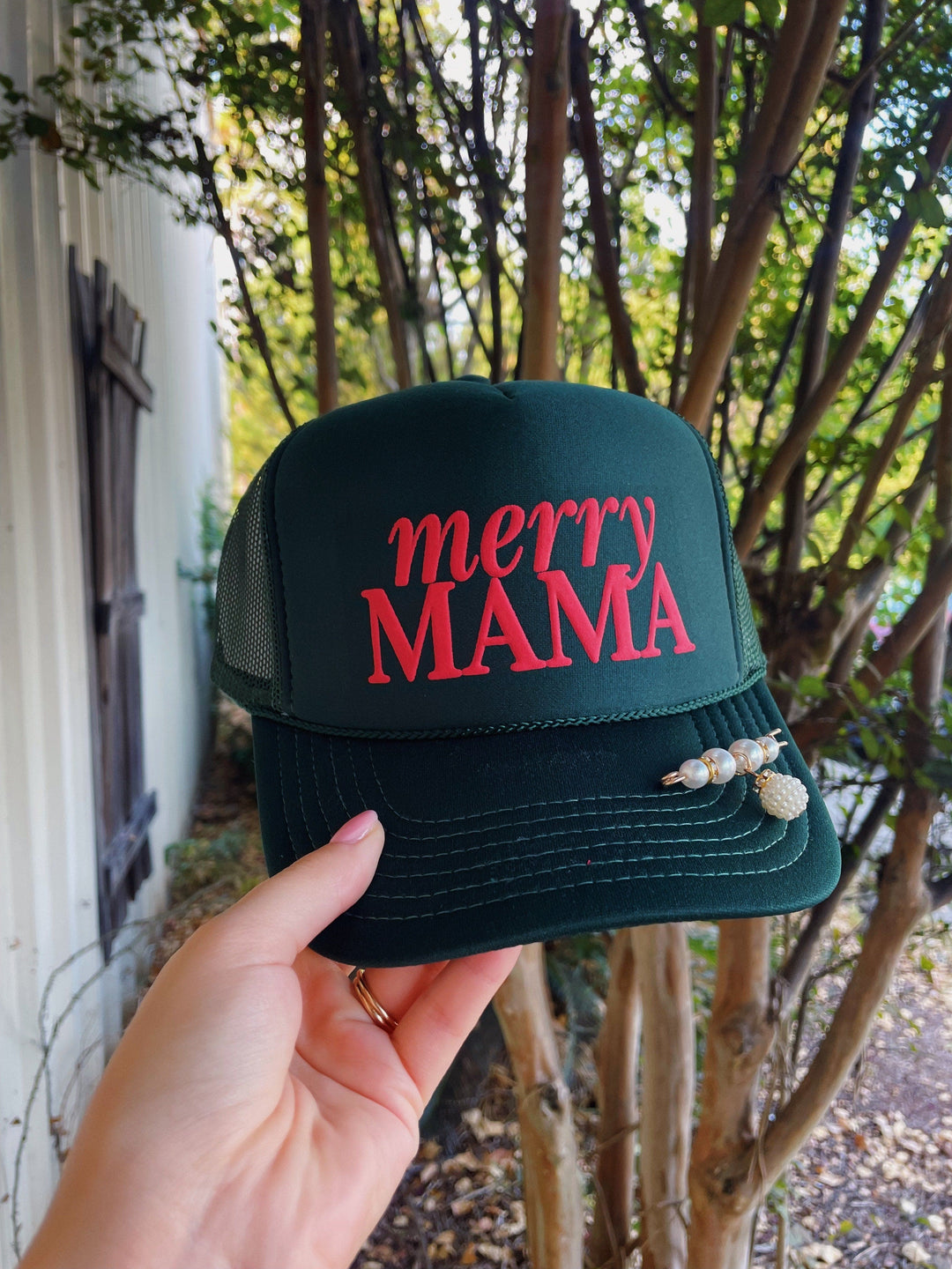 Merry Mama Dark Green Trucker Hat
