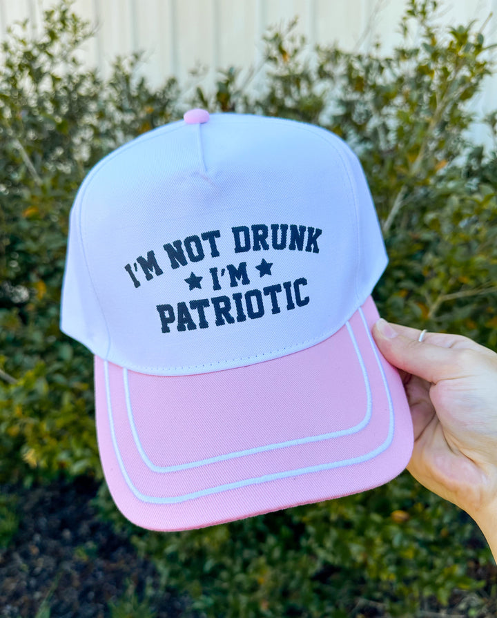 Patriotic White/Light Pink Canvas Trucker