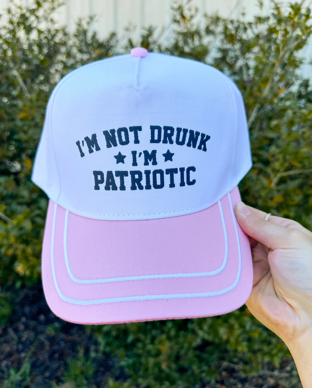 Patriotic White/Light Pink Canvas Trucker