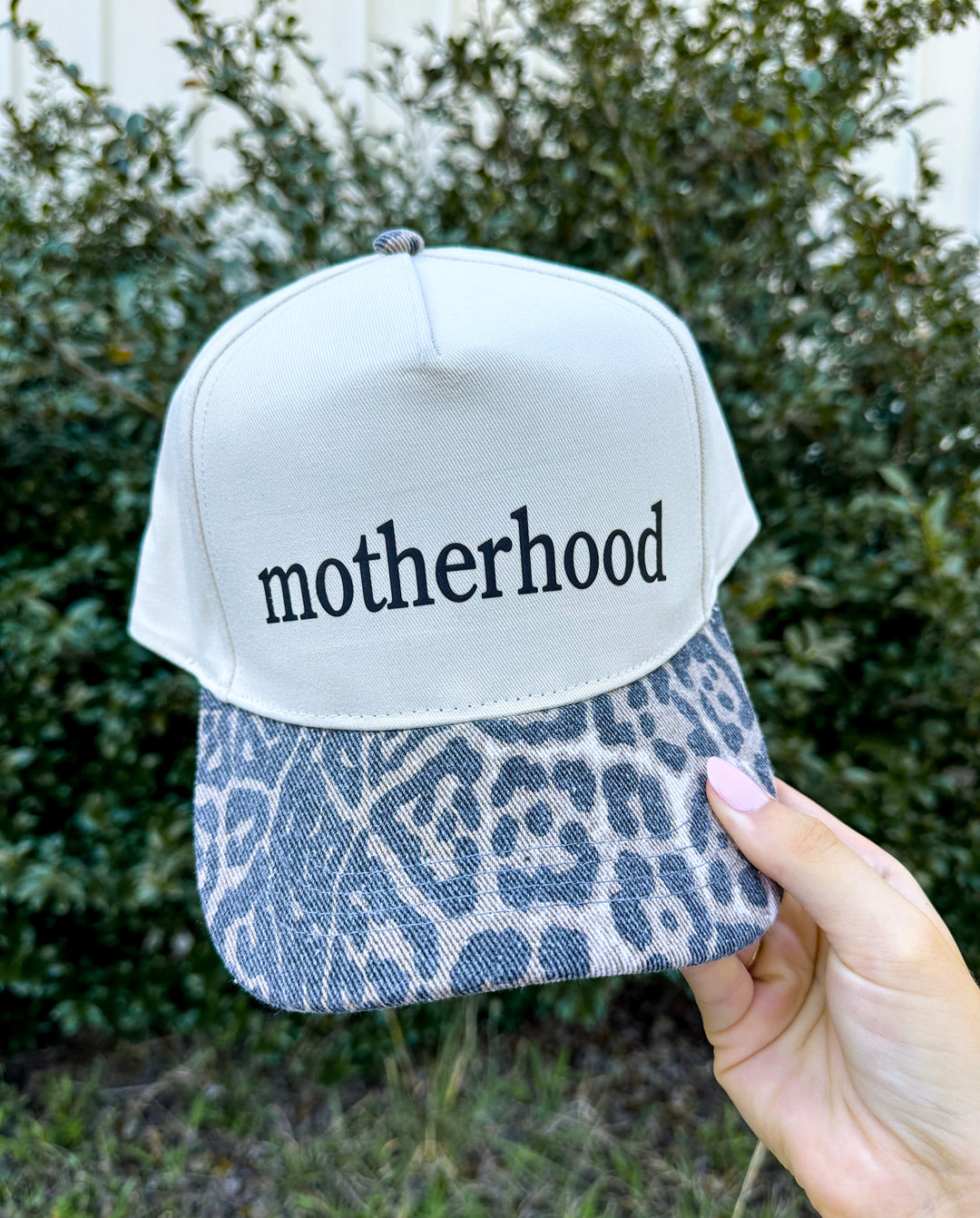 Motherhood Washed Leopard Canvas Trucker Hat