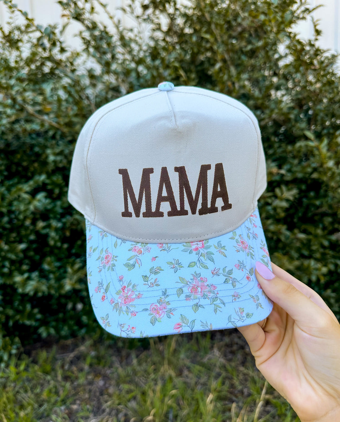 MAMA CREAM & Blue/ Coral Floral Trucker Hat