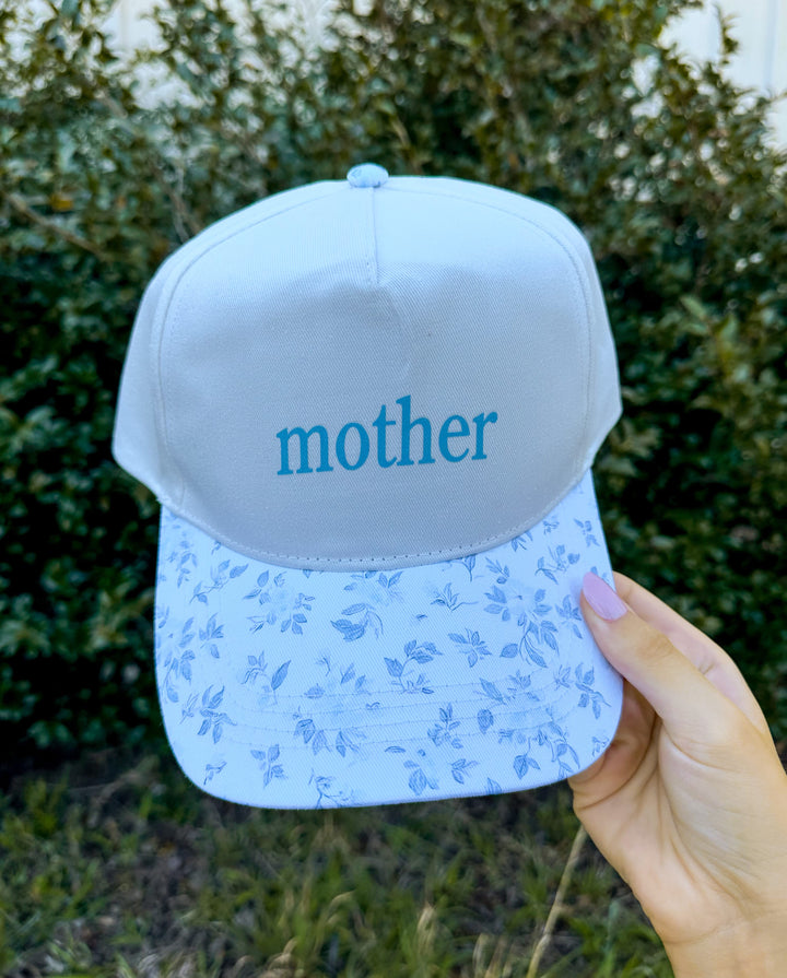 Mother CREAM & Light Blue Floral Trucker Hat