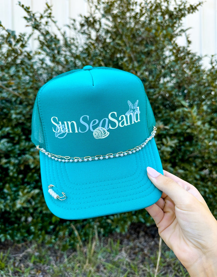 Sun Sea Sand Jade Trucker Hat