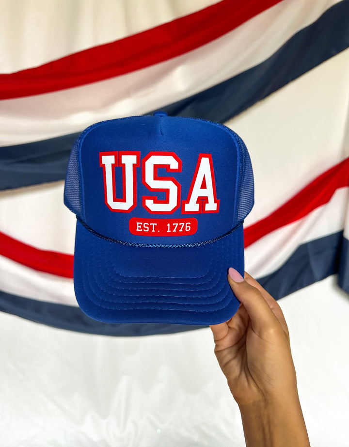 USA est 1776 Royal Trucker Hat