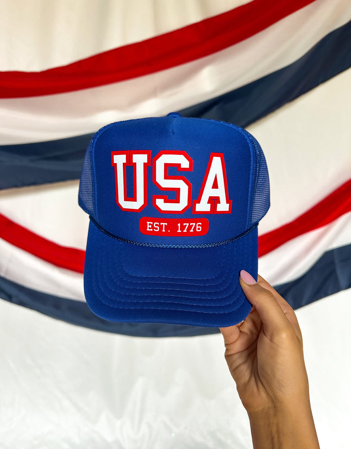 USA est 1776 Royal Trucker Hat