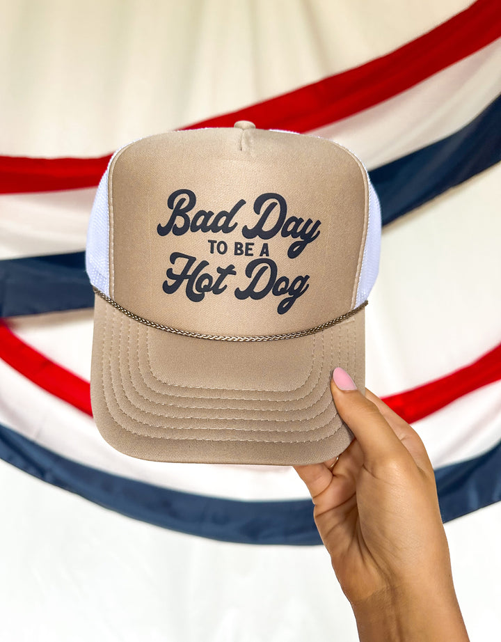Bad Day To Be A Hotdog Khaki/White Trucker Hat