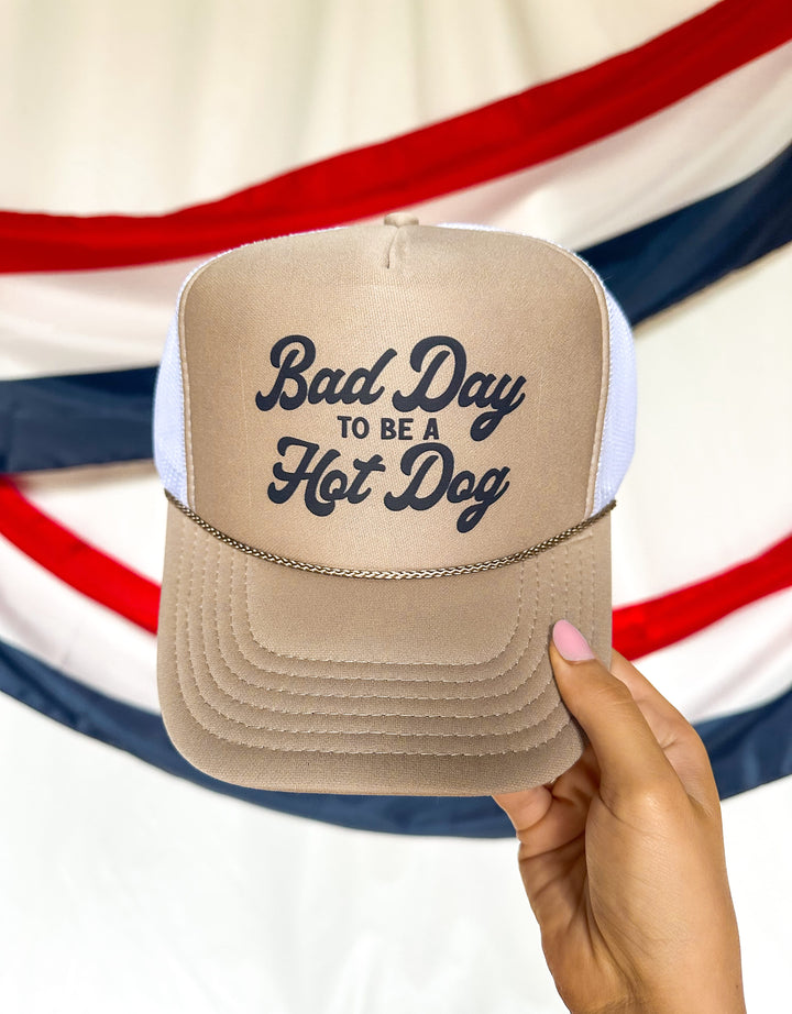 Bad Day To Be A Hotdog Khaki/White Trucker Hat