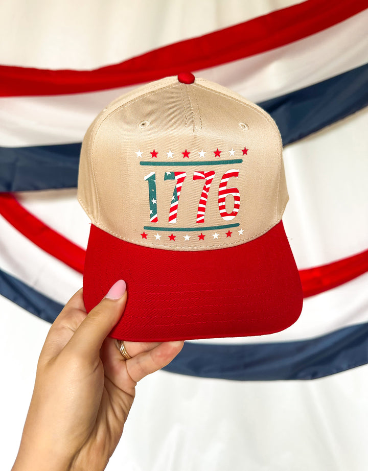 1776 Khaki/ Red Canvas Trucker
