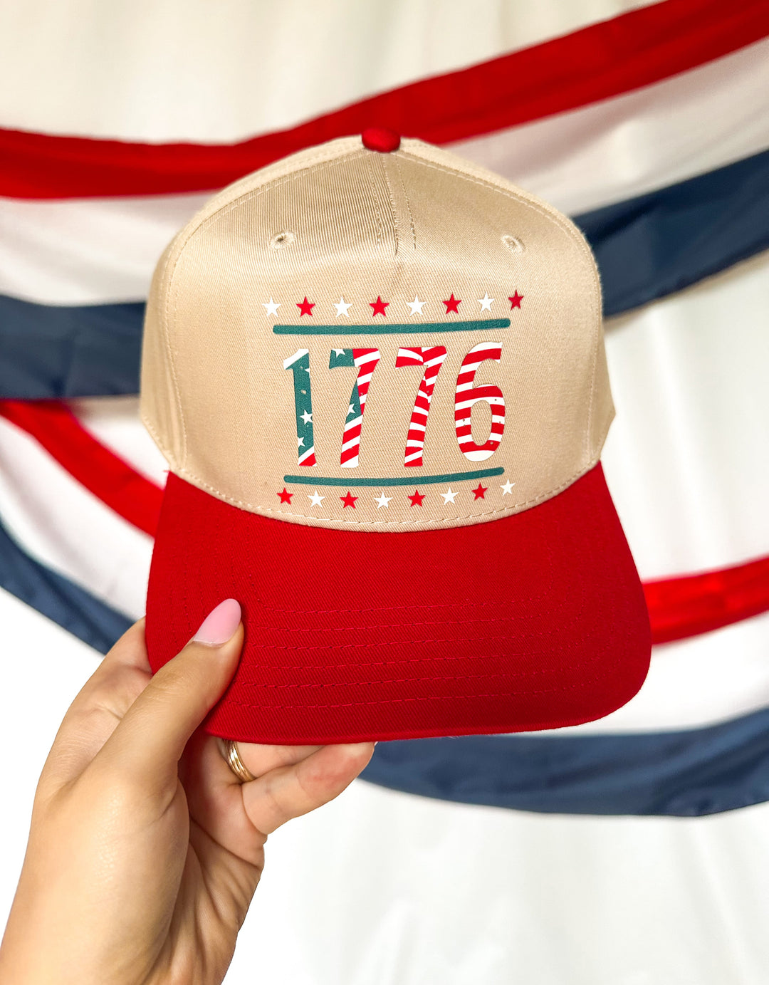 1776 Khaki/ Red Canvas Trucker