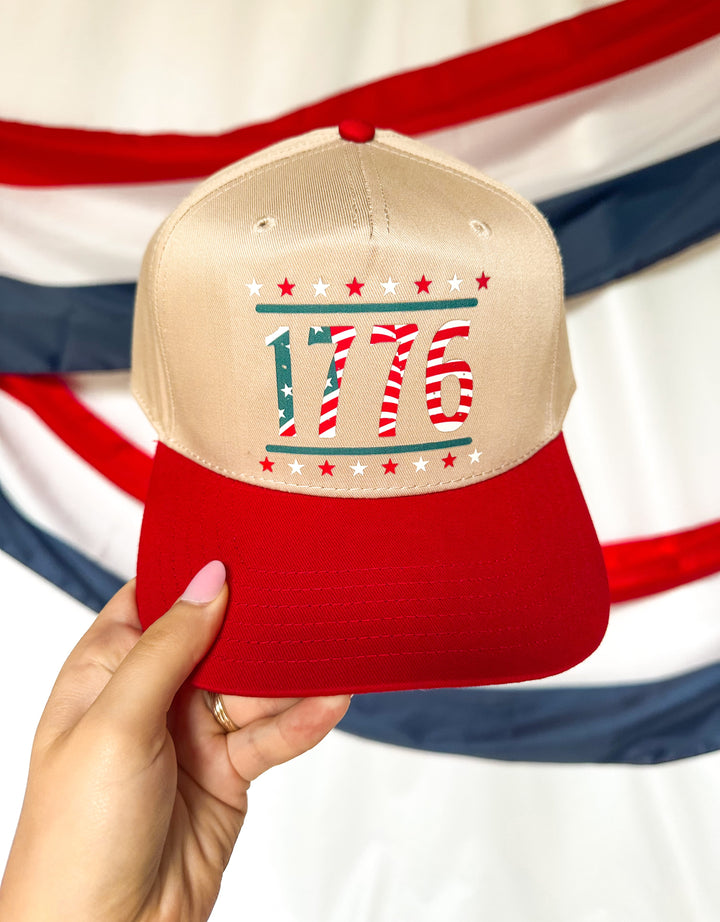 1776 Khaki/ Red Canvas Trucker