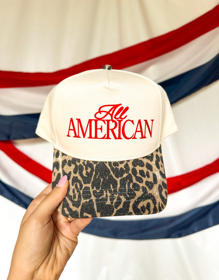All American Washed Leopard Canvas Trucker Hat