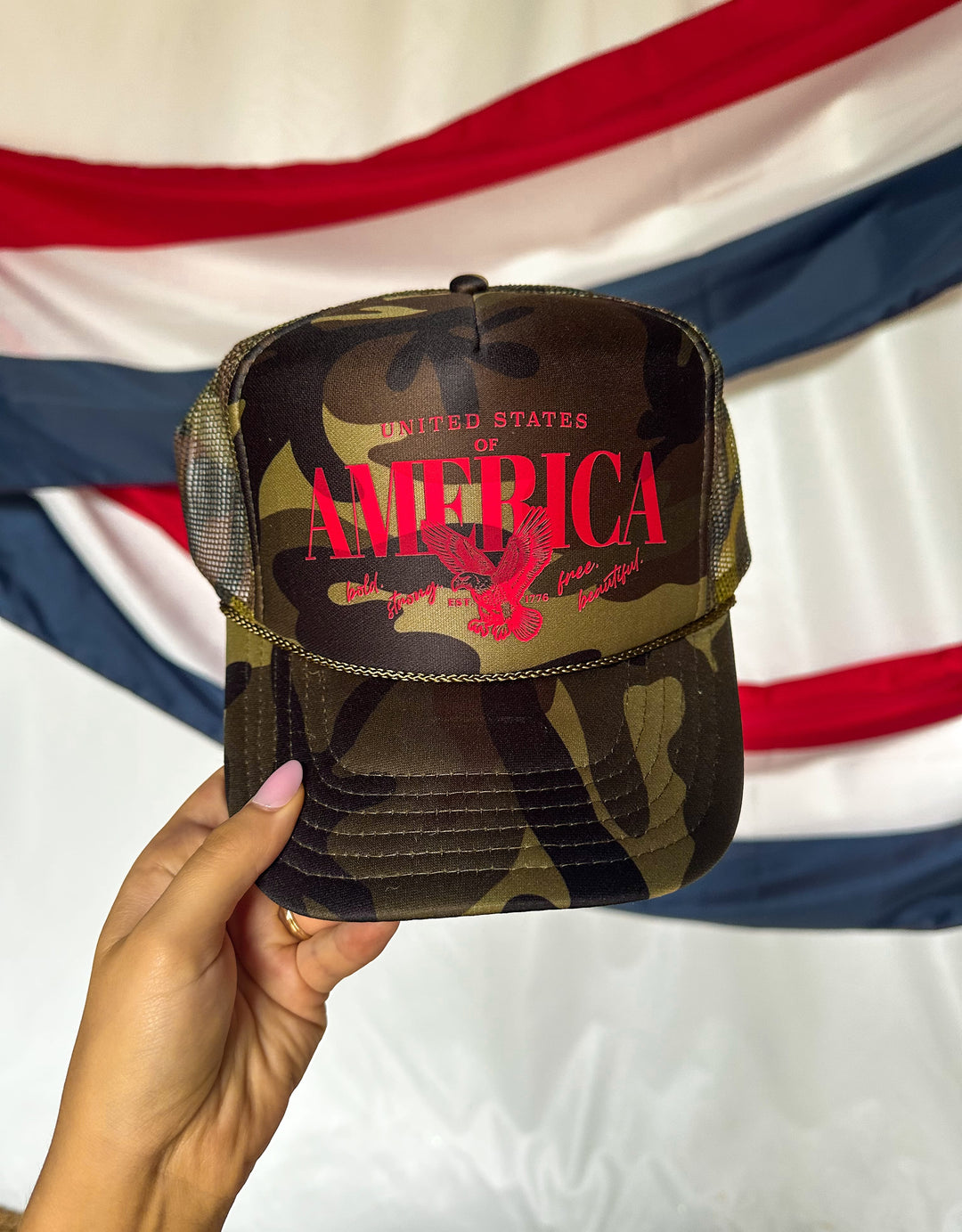 United States Of America Full Camo Trucker Hat
