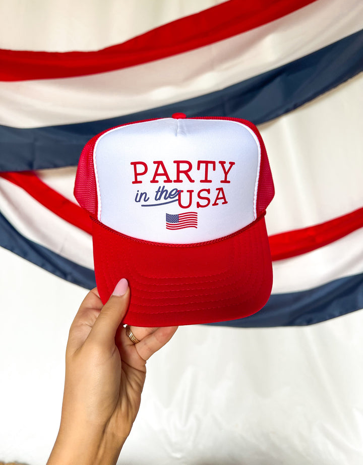 Party In The USA Flag White/Red Trucker Hat