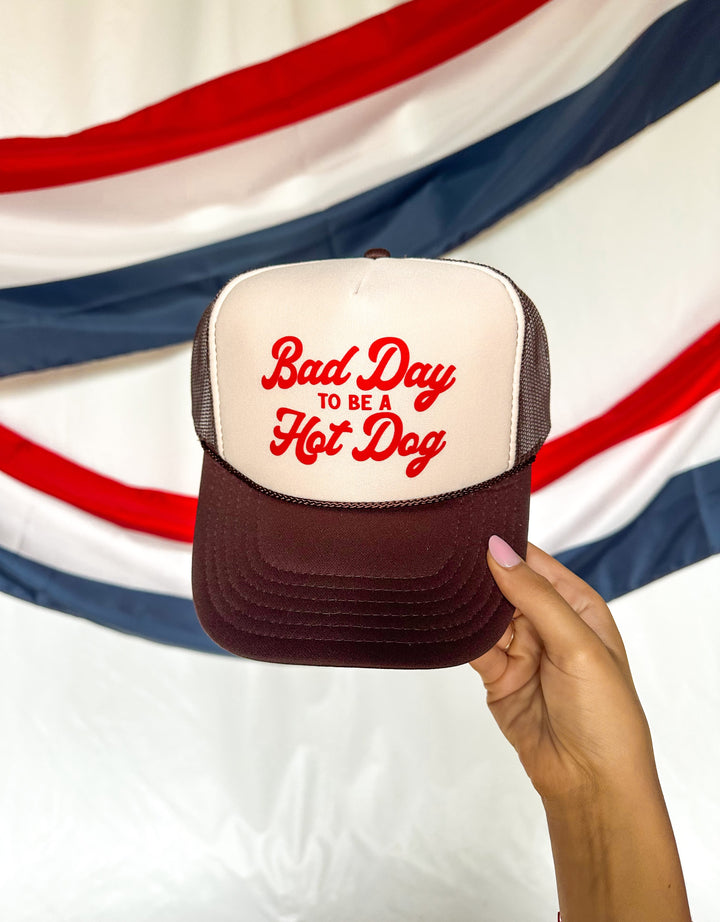 Bad Day To Be A Hotdog Tan/Brown Trucker Hat