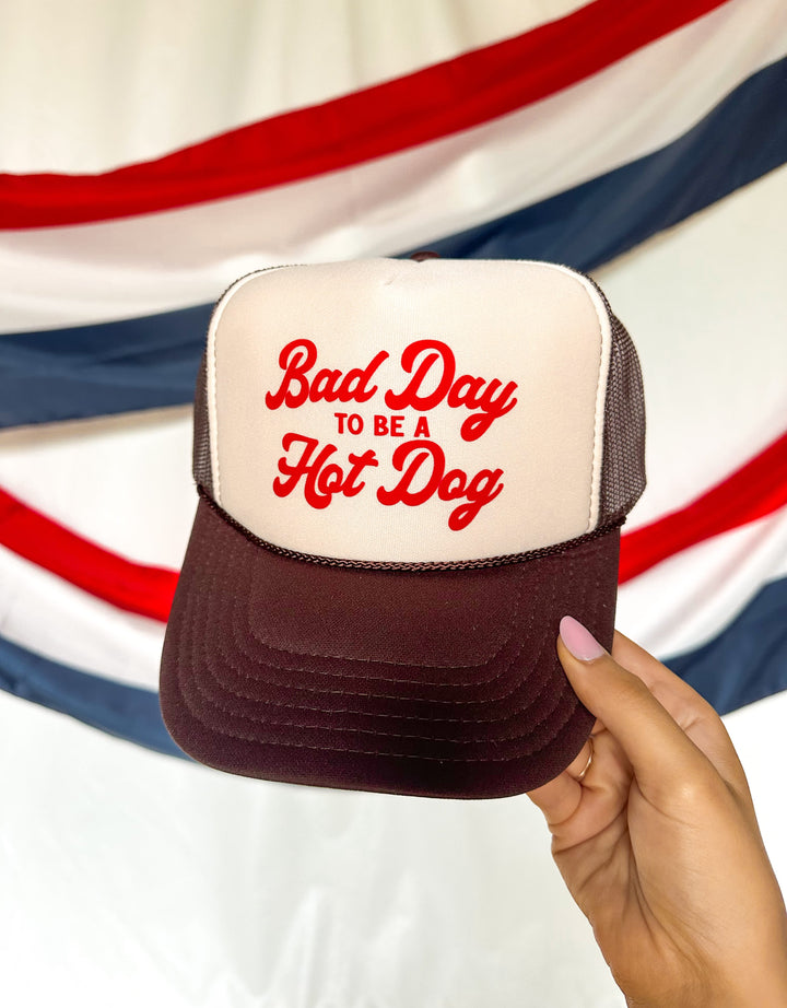 Bad Day To Be A Hotdog Tan/Brown Trucker Hat