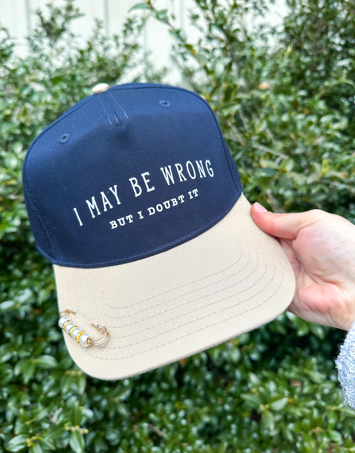 I May Be Wrong But I Doubt It Navy/Tan Canvas Trucker Hat
