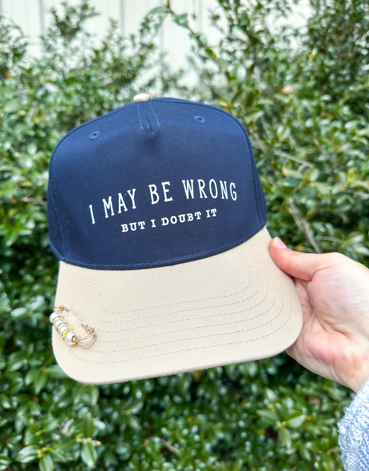 I May Be Wrong But I Doubt It Navy/Tan Canvas Trucker Hat