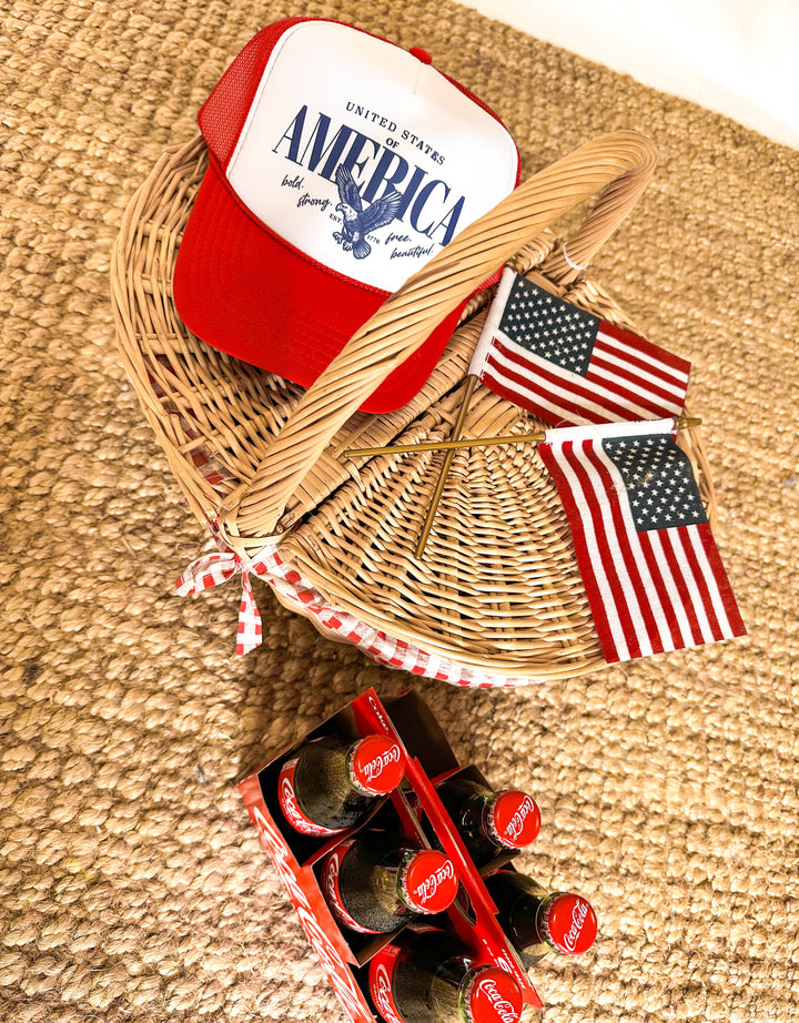 United States Of America Eagle White/Red Trucker Hat