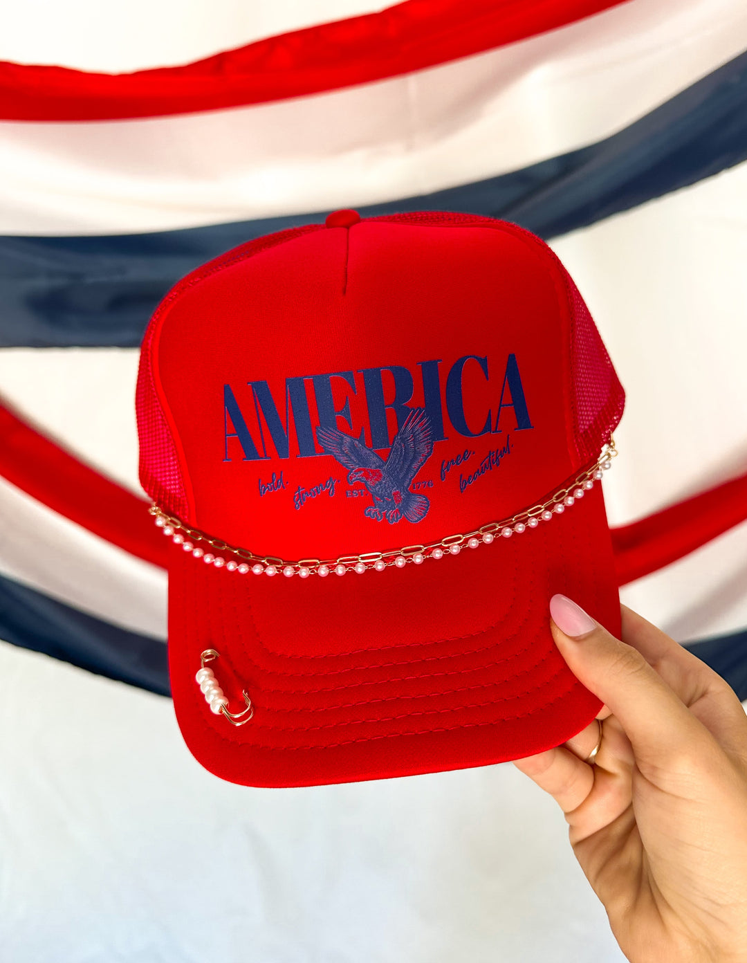 United States Of America Eagle Red Trucker Hat
