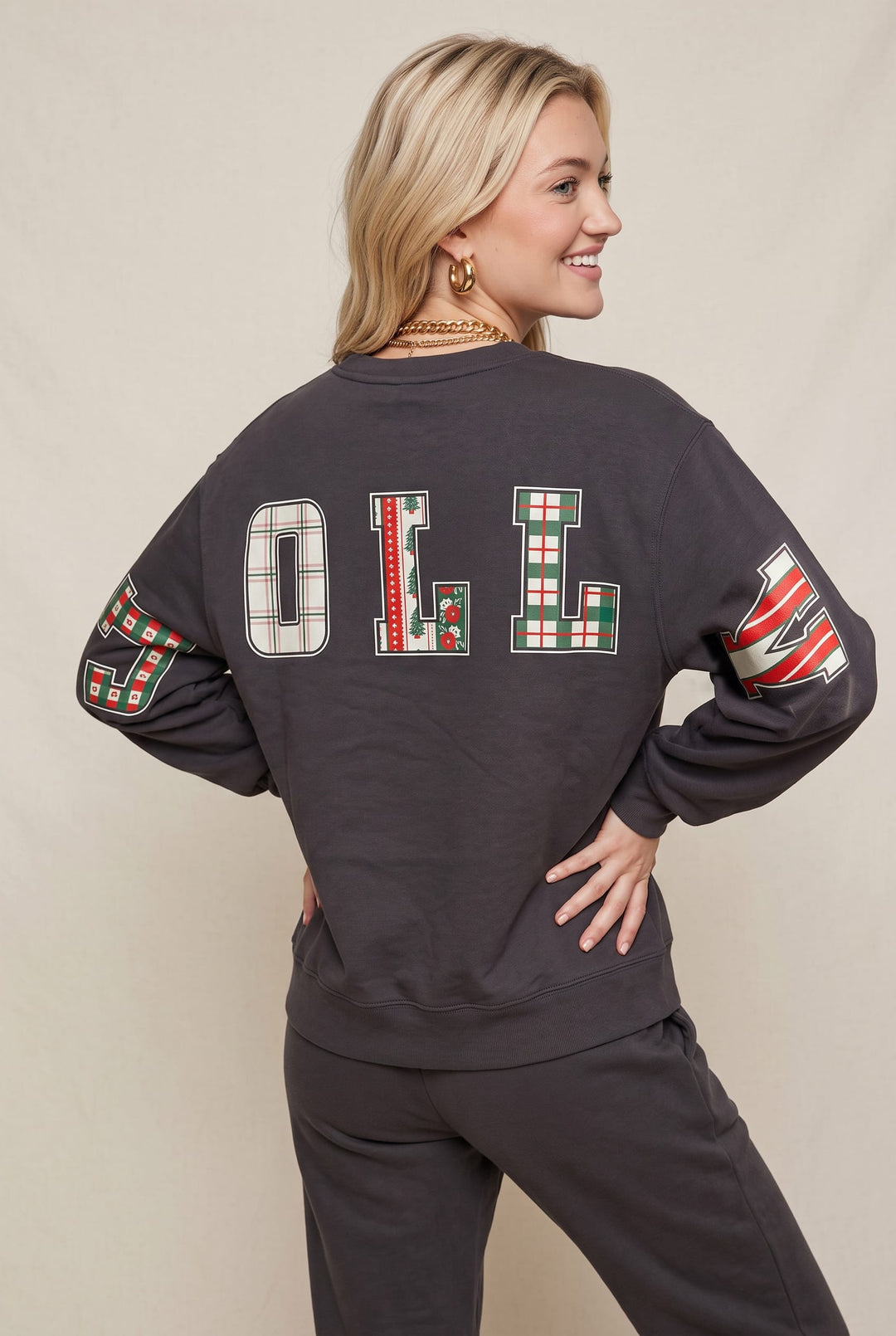 Holly Jolly Patch Charcoal Sweatshirt