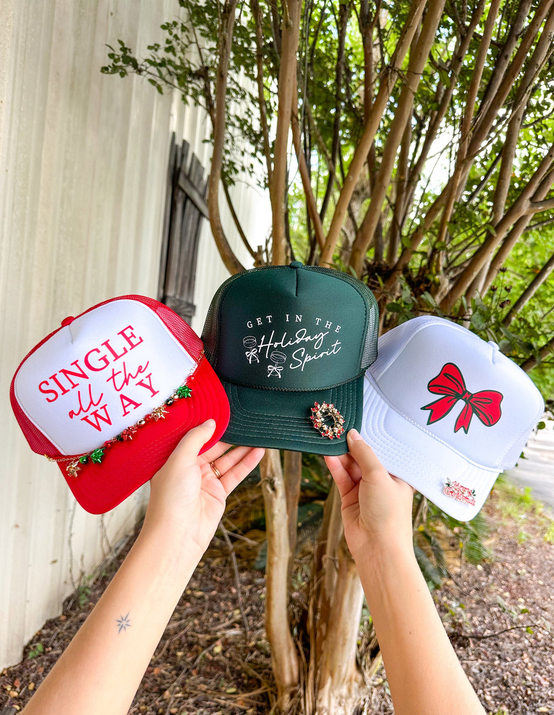 Christmas Coquette Bow White Trucker