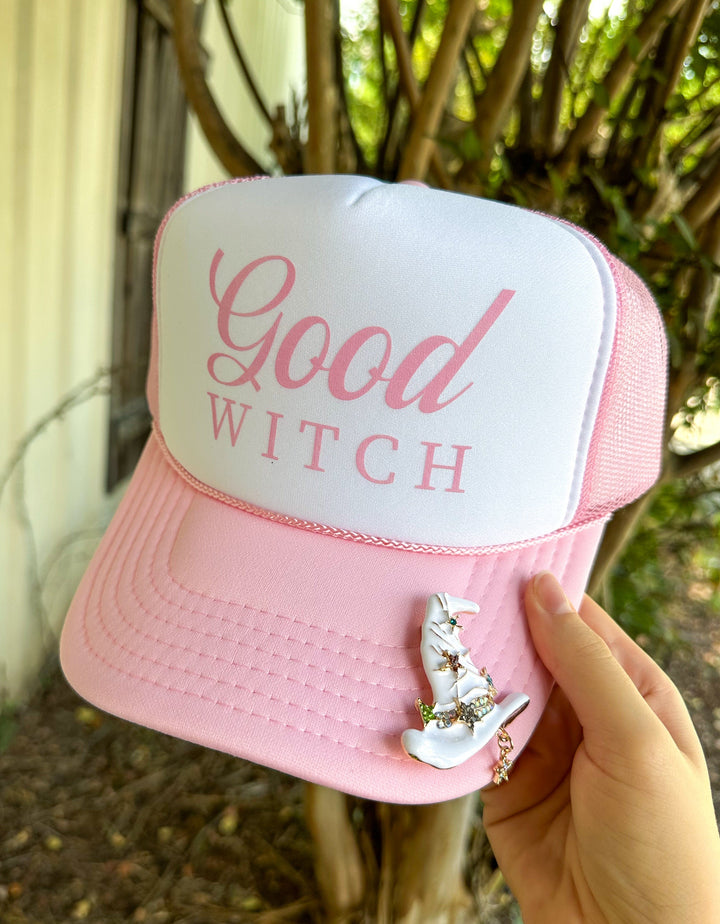 Good Witch White & Light Pink Trucker