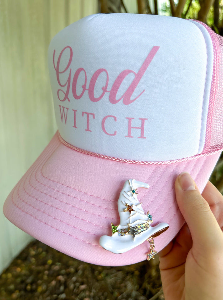Good Witch White & Light Pink Trucker