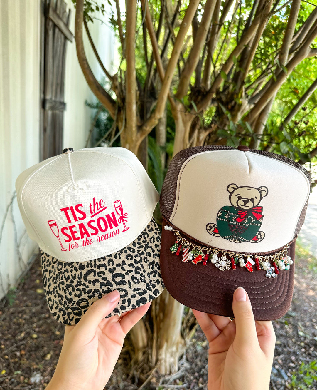 Tis The Season Leopard Canvas Trucker Hat (PREORDER SHIPS 10/15)