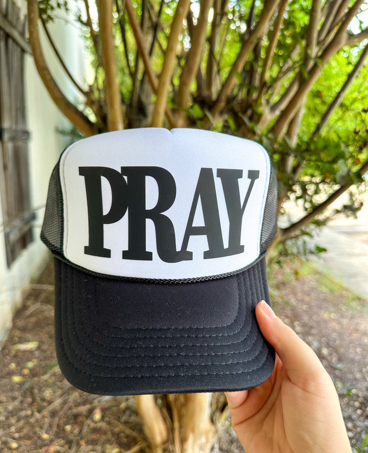 PRAY Black & White Trucker Hat