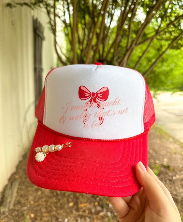 I Want a Yacht & Really That's Not a Lot Red/White Trucker