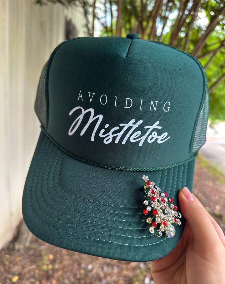 Avoiding Mistletoe Dark Green Trucker
