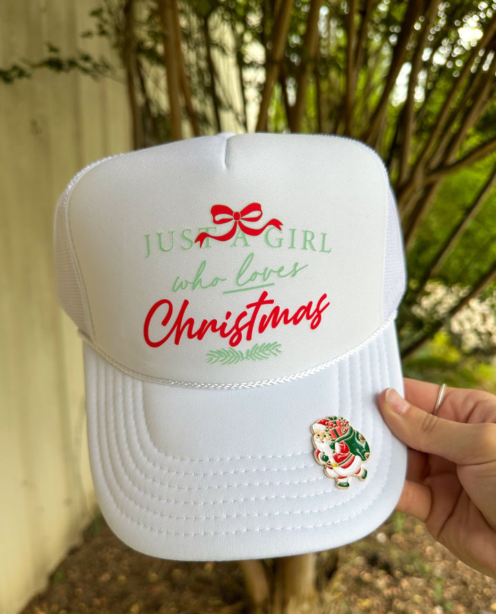 Just A Girl Who Loves Christmas White Trucker