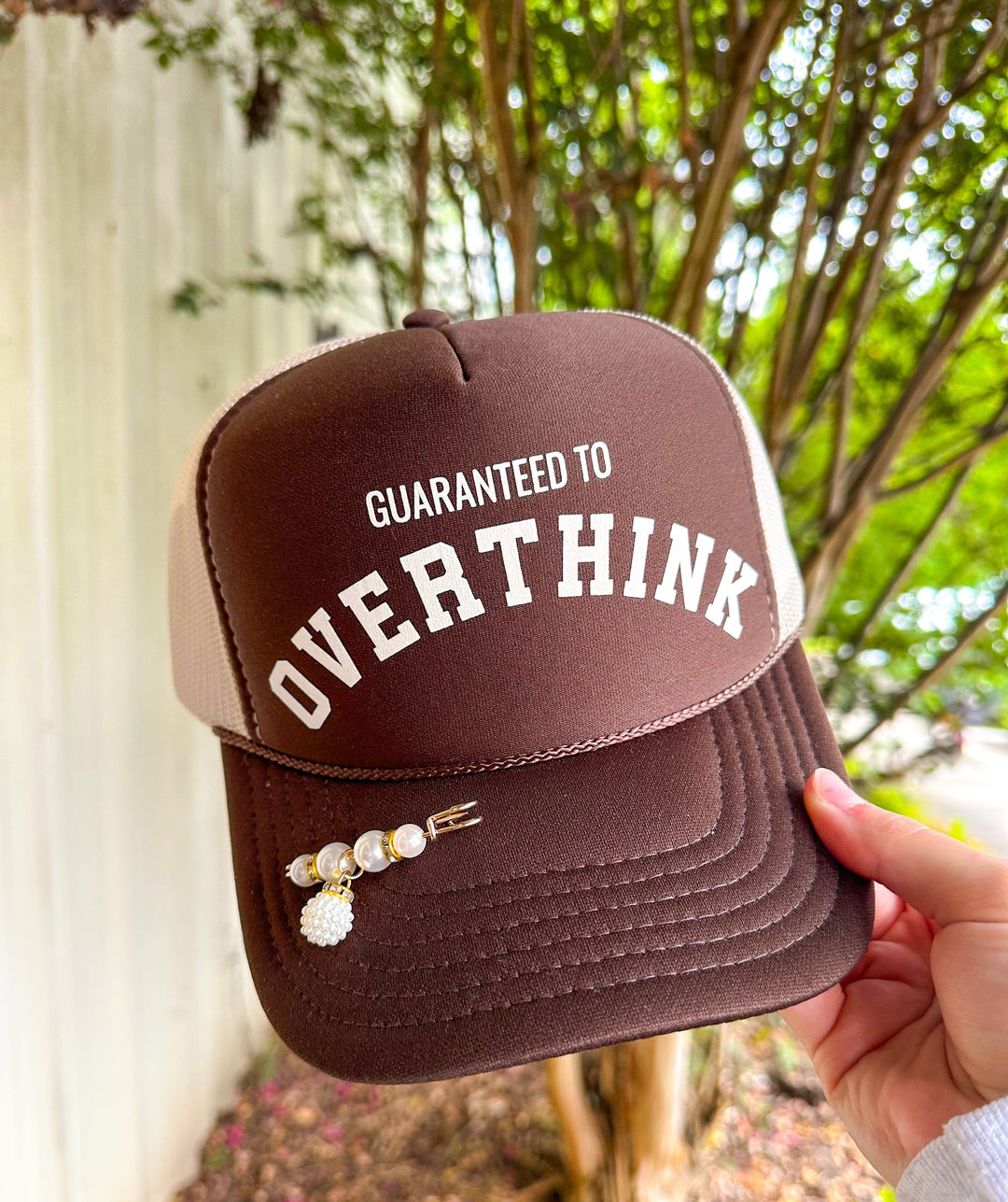 Guaranteed to Overthink Dark Brown/Tan Trucker