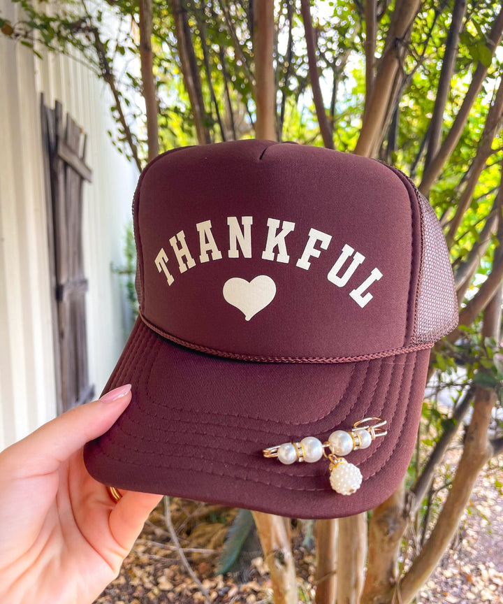 THANKFUL Dark Brown Trucker Hat